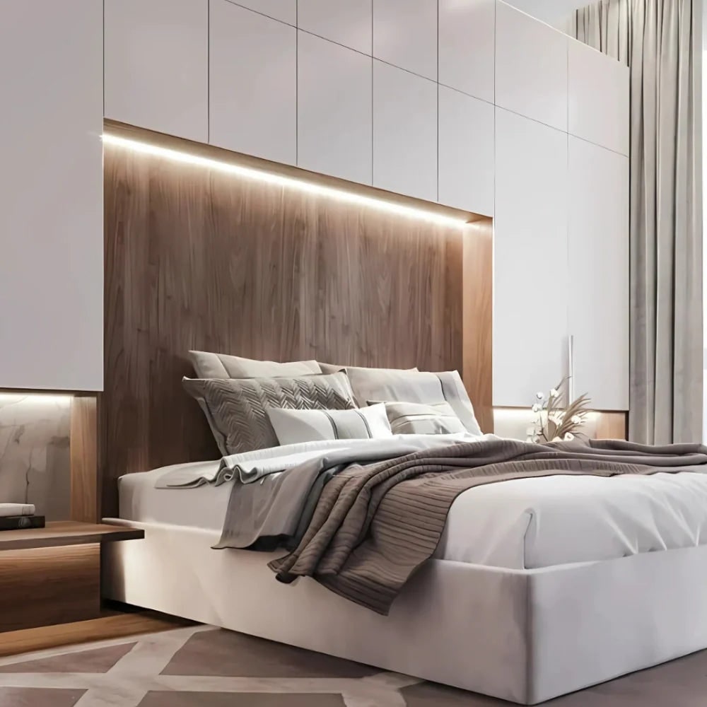 Ledstrip met bewegingssensor en geactiveerde verlichting voor slaapkamer, tape onder kast