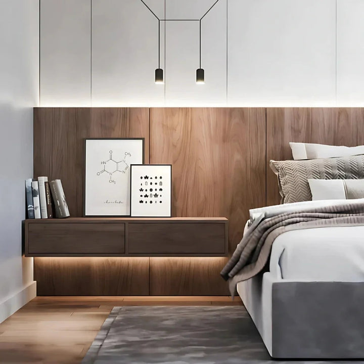 Ledstrip met bewegingssensor en geactiveerde verlichting voor slaapkamer, tape onder kast
