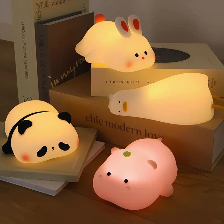 LED-nachtlampje oplaadbaar siliconen draagbaar squishy dier warmwit