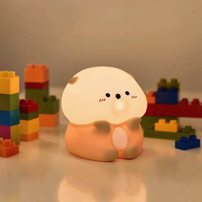LED-nachtlampje oplaadbaar siliconen draagbaar squishy dier warmwit