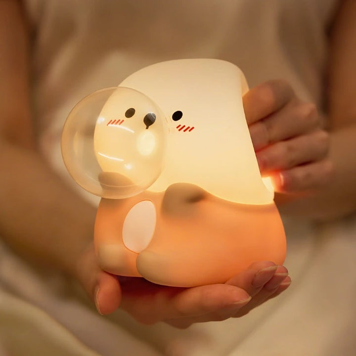 LED-nachtlampje oplaadbaar siliconen draagbaar squishy dier warmwit