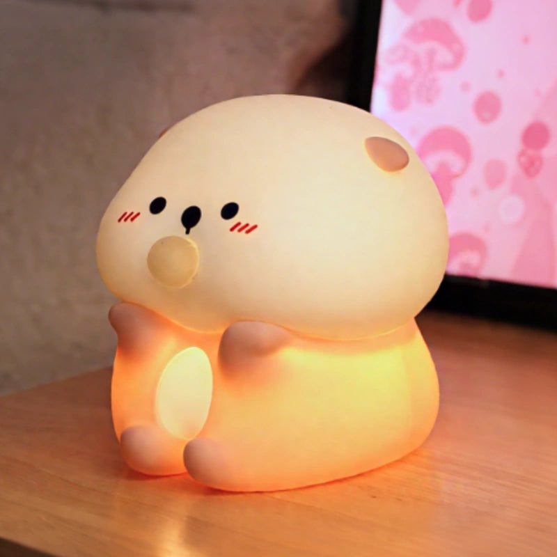 LED-nachtlampje oplaadbaar siliconen draagbaar squishy dier warmwit