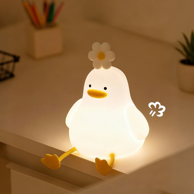 LED-nachtlampje oplaadbaar siliconen draagbaar squishy dier warmwit