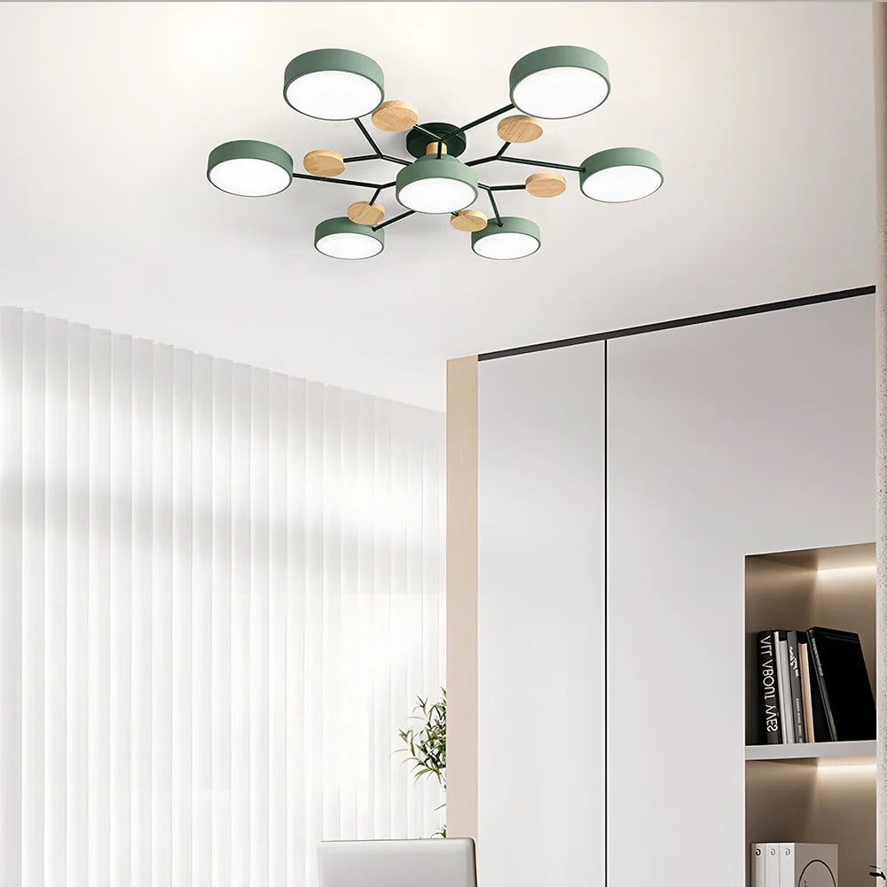 LED semi-plafondlamp armatuur met moderne houten accenten voor keuken eetkamer