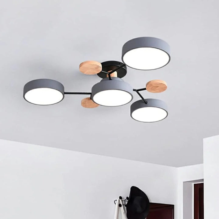 LED semi-plafondlamp armatuur met moderne houten accenten voor keuken eetkamer