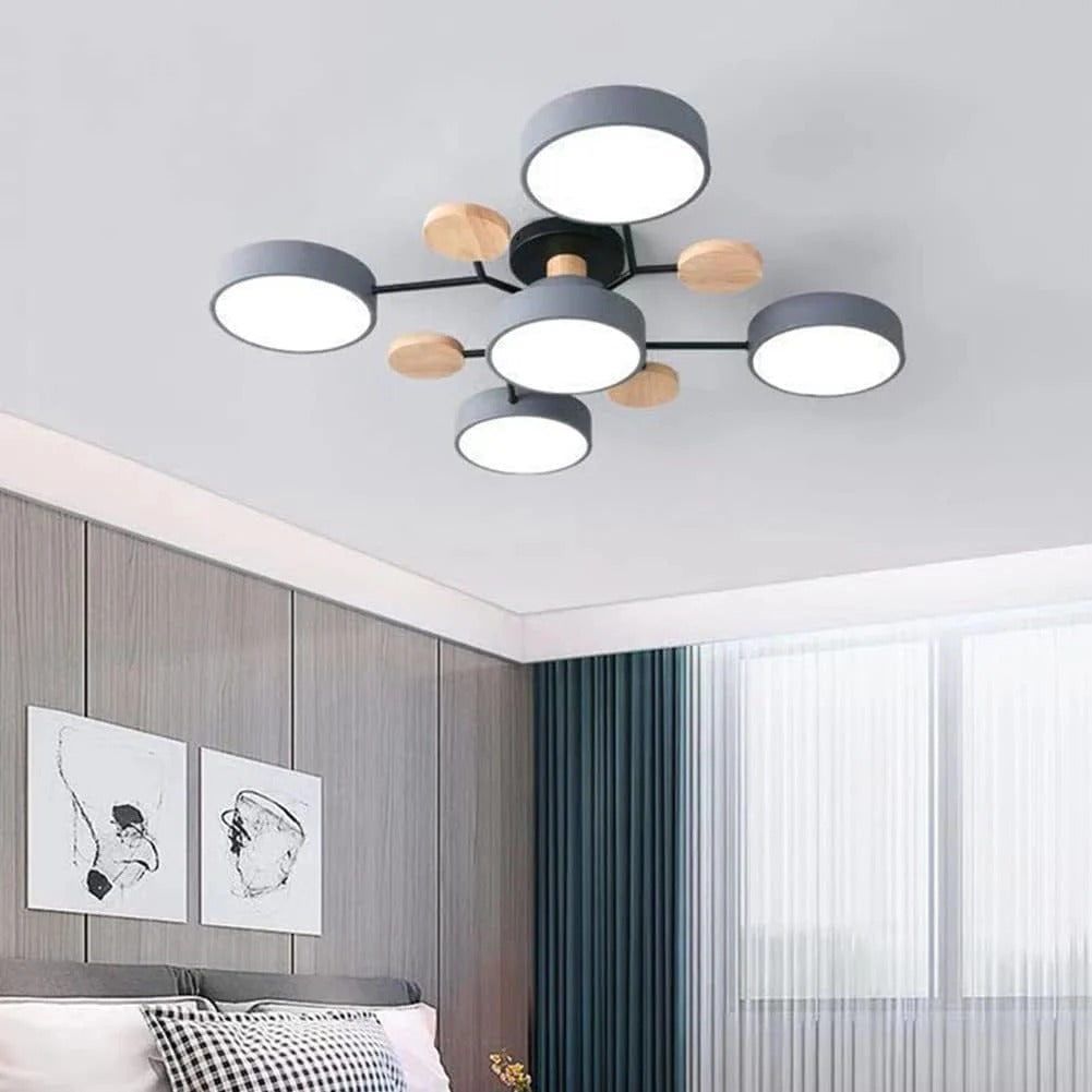 LED semi-plafondlamp armatuur met moderne houten accenten voor keuken eetkamer