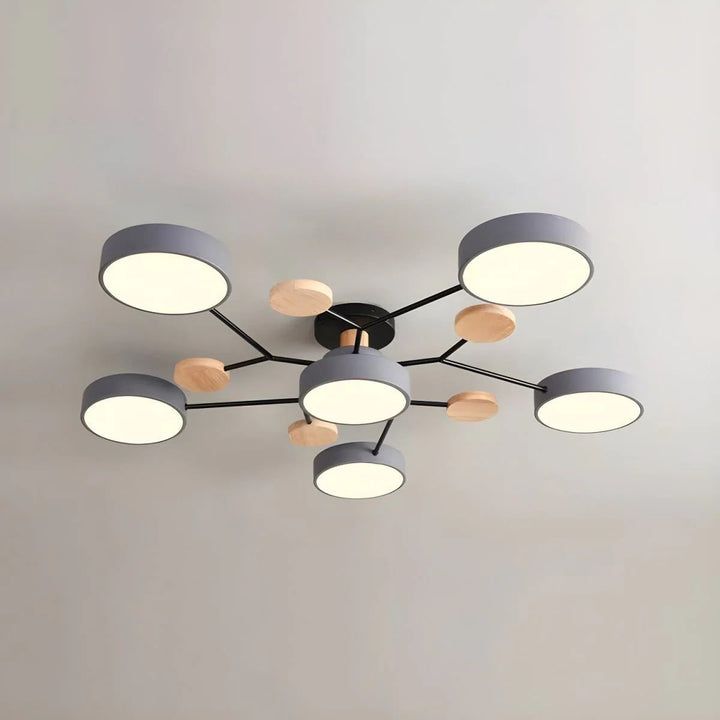 LED semi-plafondlamp armatuur met moderne houten accenten voor keuken eetkamer
