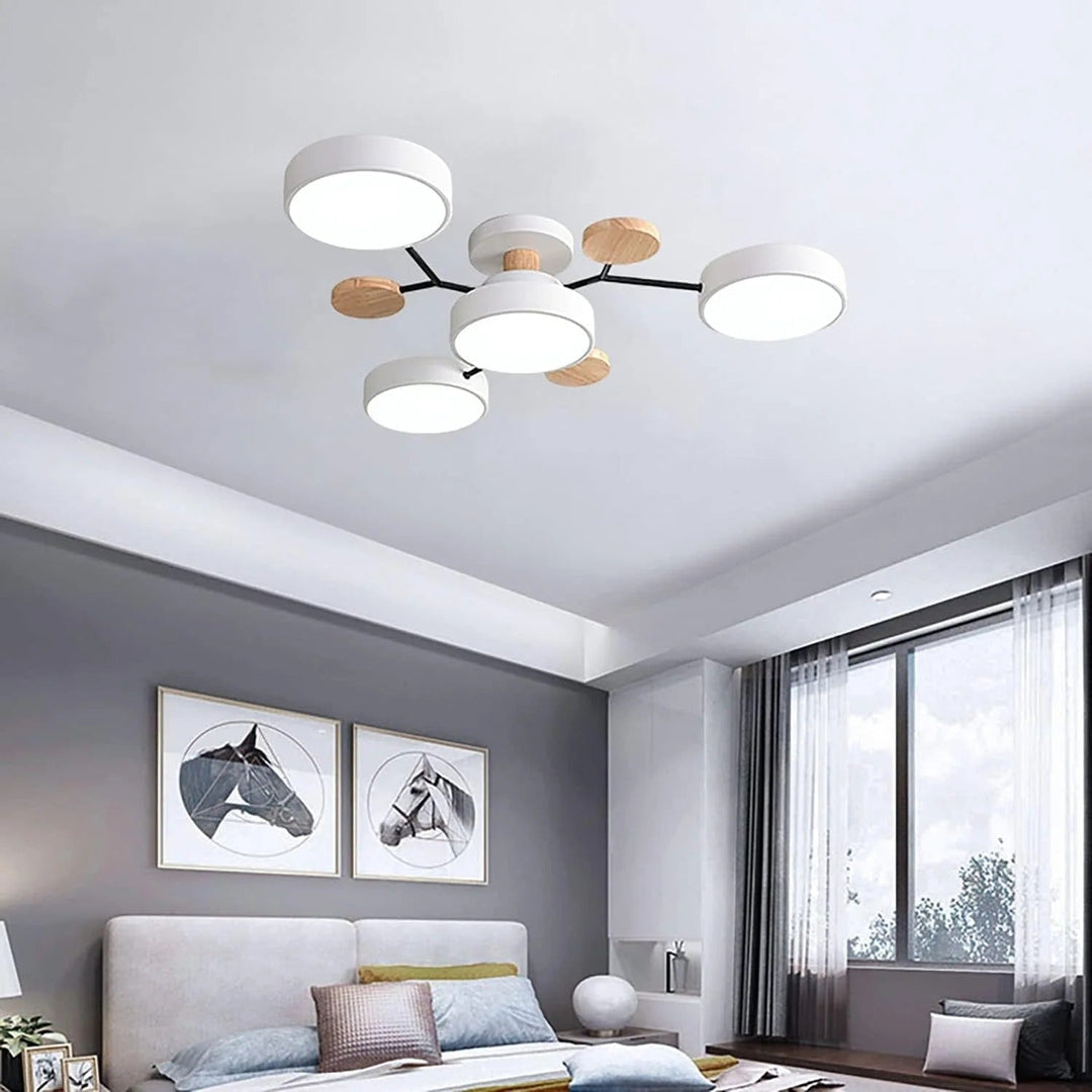 LED semi-plafondlamp armatuur met moderne houten accenten voor keuken eetkamer