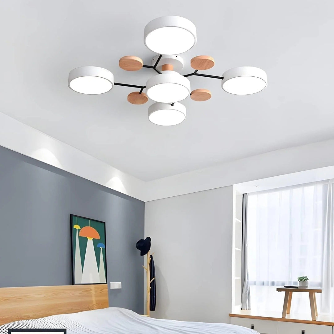 LED semi-plafondlamp armatuur met moderne houten accenten voor keuken eetkamer