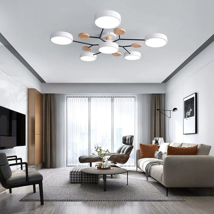 LED semi-plafondlamp armatuur met moderne houten accenten voor keuken eetkamer