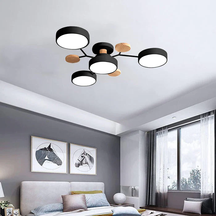 LED semi-plafondlamp armatuur met moderne houten accenten voor keuken eetkamer