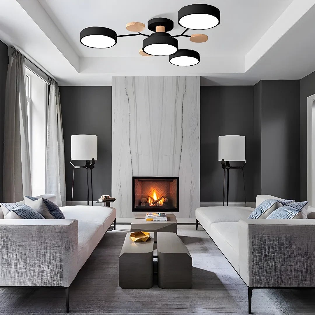 LED semi-plafondlamp armatuur met moderne houten accenten voor keuken eetkamer
