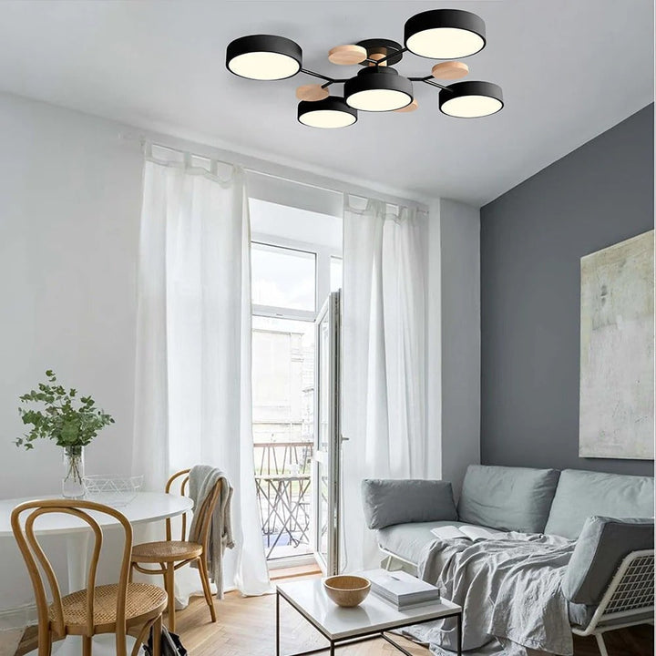 LED semi-plafondlamp armatuur met moderne houten accenten voor keuken eetkamer