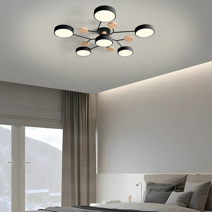 LED semi-plafondlamp armatuur met moderne houten accenten voor keuken eetkamer
