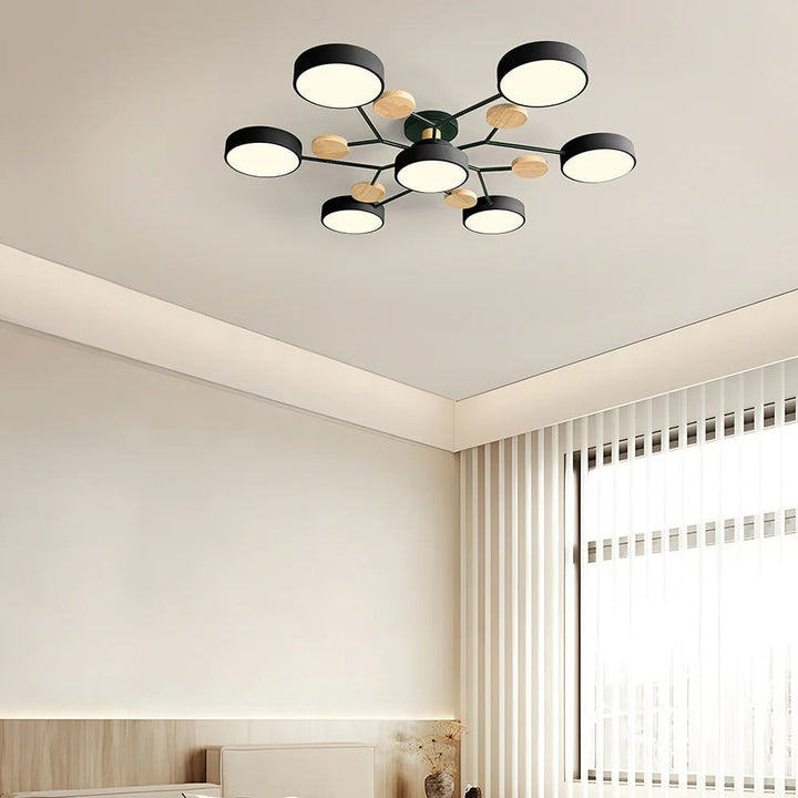 LED semi-plafondlamp armatuur met moderne houten accenten voor keuken eetkamer