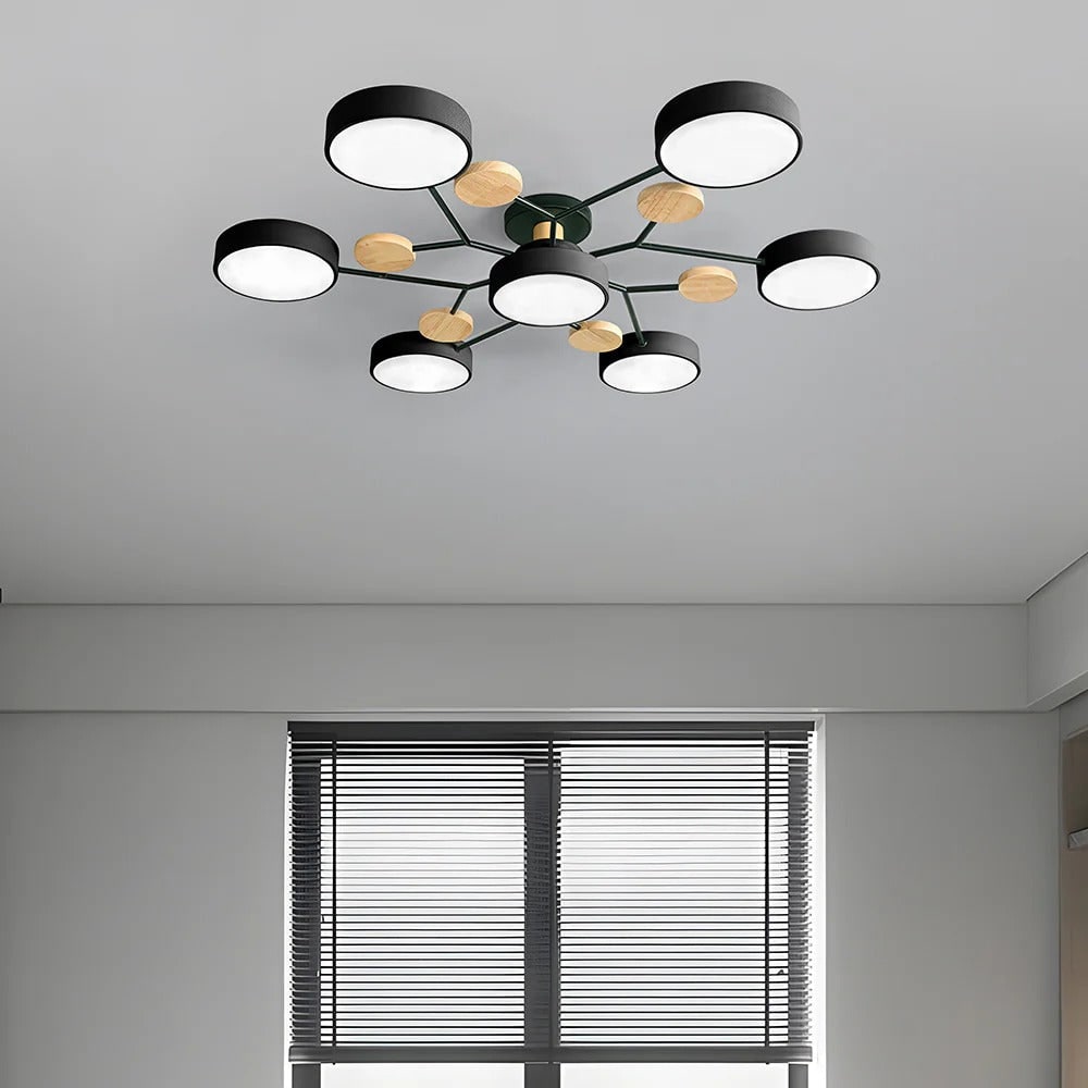 LED semi-plafondlamp armatuur met moderne houten accenten voor keuken eetkamer