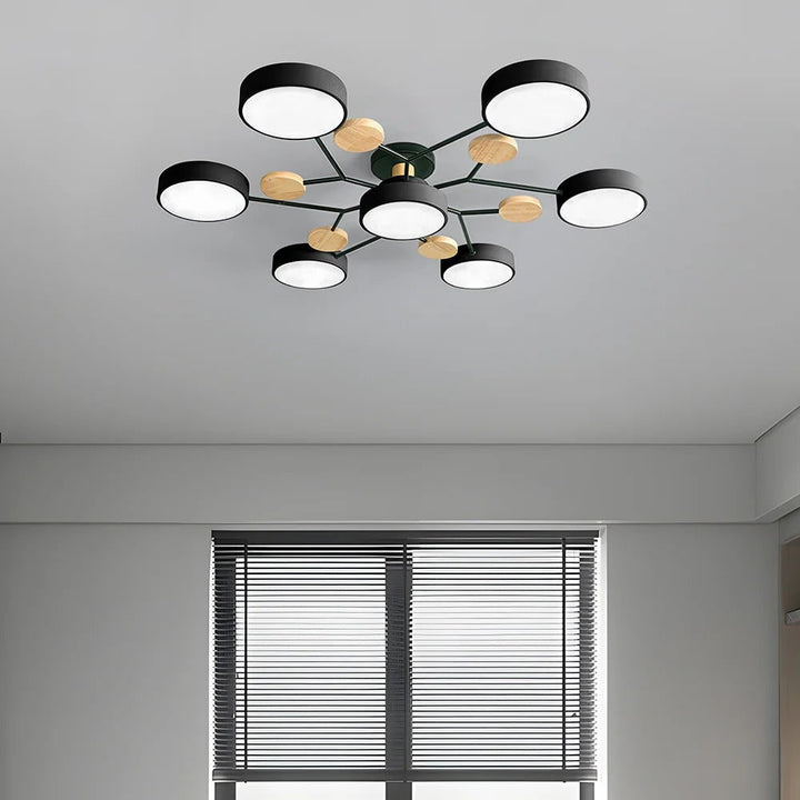 LED semi-plafondlamp armatuur met moderne houten accenten voor keuken eetkamer