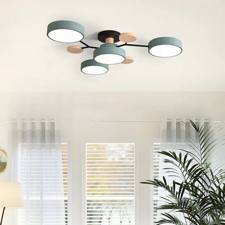 LED semi-plafondlamp armatuur met moderne houten accenten voor keuken eetkamer