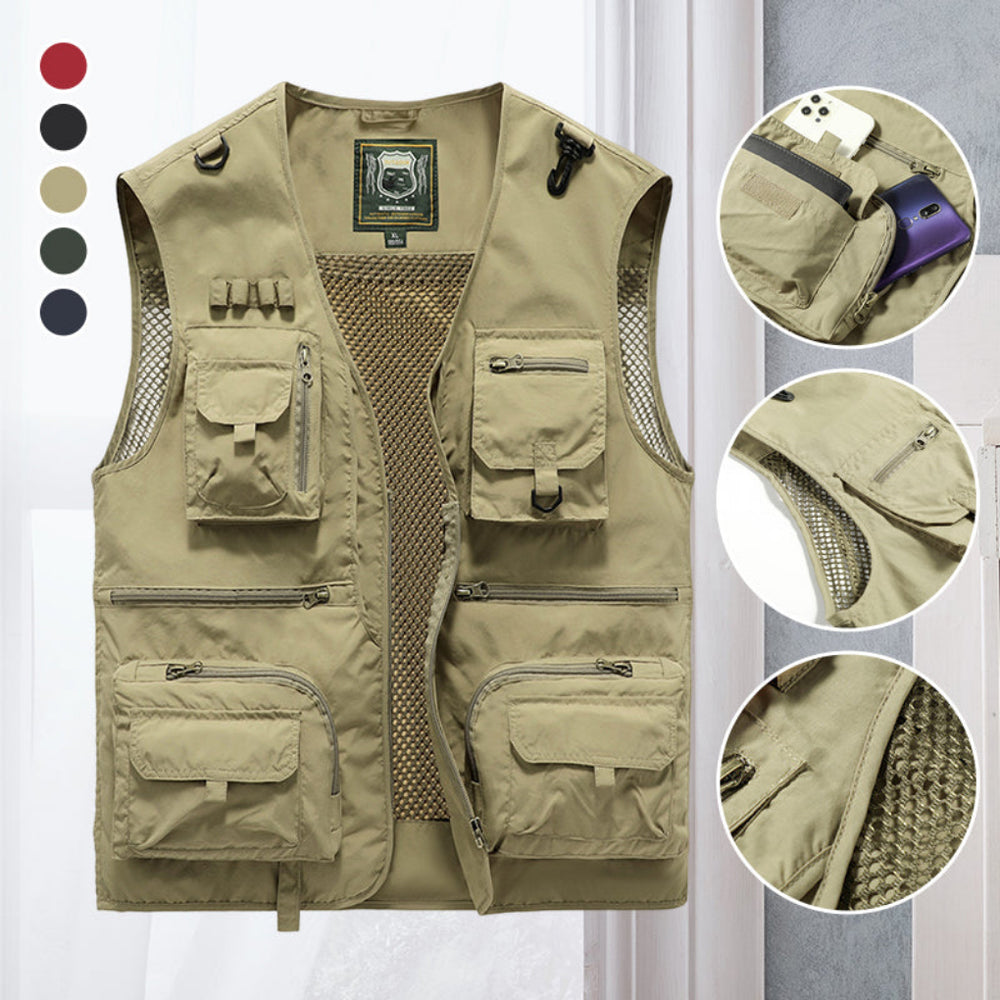 Outdoorvest met meerdere zakken - Lichtgewicht, Ademend