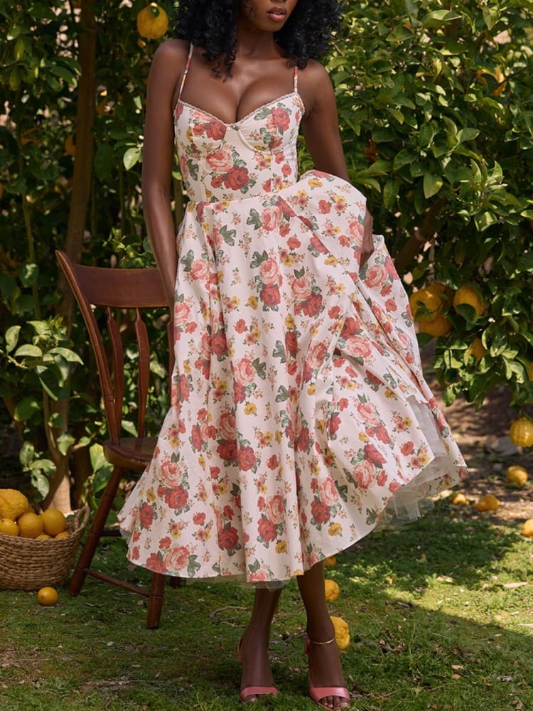 
                  
                    Zara - Romantische Midi-Jurk met Bloemenprint - SkinzLine
                  
                