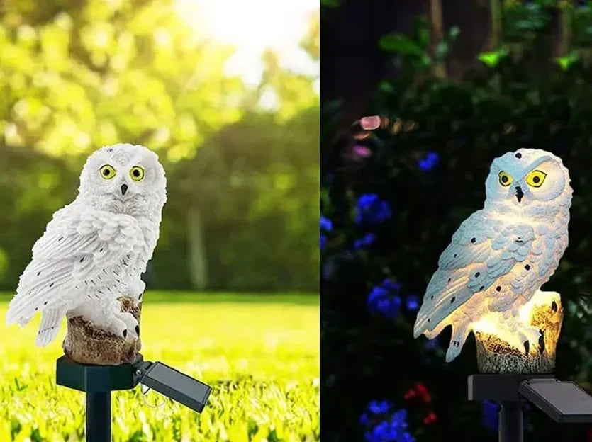 Uilen-tuinlamp op zonne-energie met warmwitte led, waterdicht IP65, 45 cm