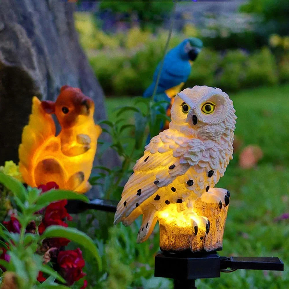 Uilen-tuinlamp op zonne-energie met warmwitte led, waterdicht IP65, 45 cm