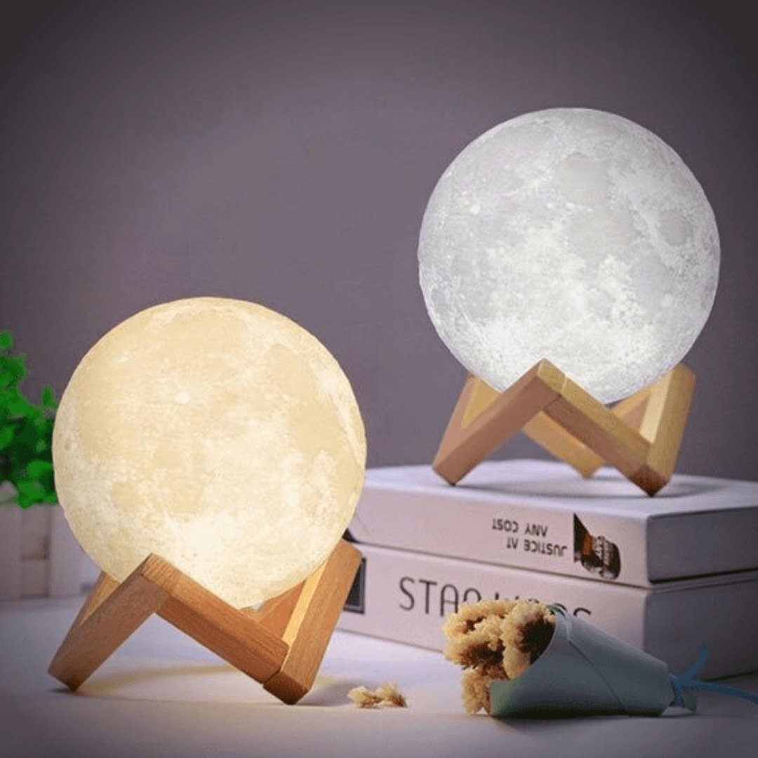 Magische Maanlamp - Draadloze Touchbediening | Houten Voet