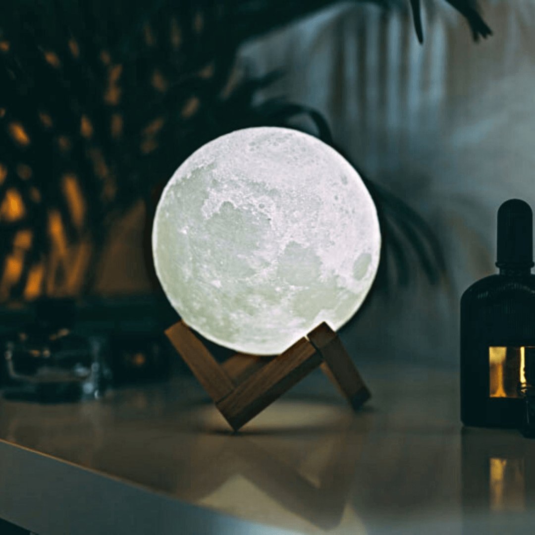 Magische Maanlamp - Draadloze Touchbediening | Houten Voet