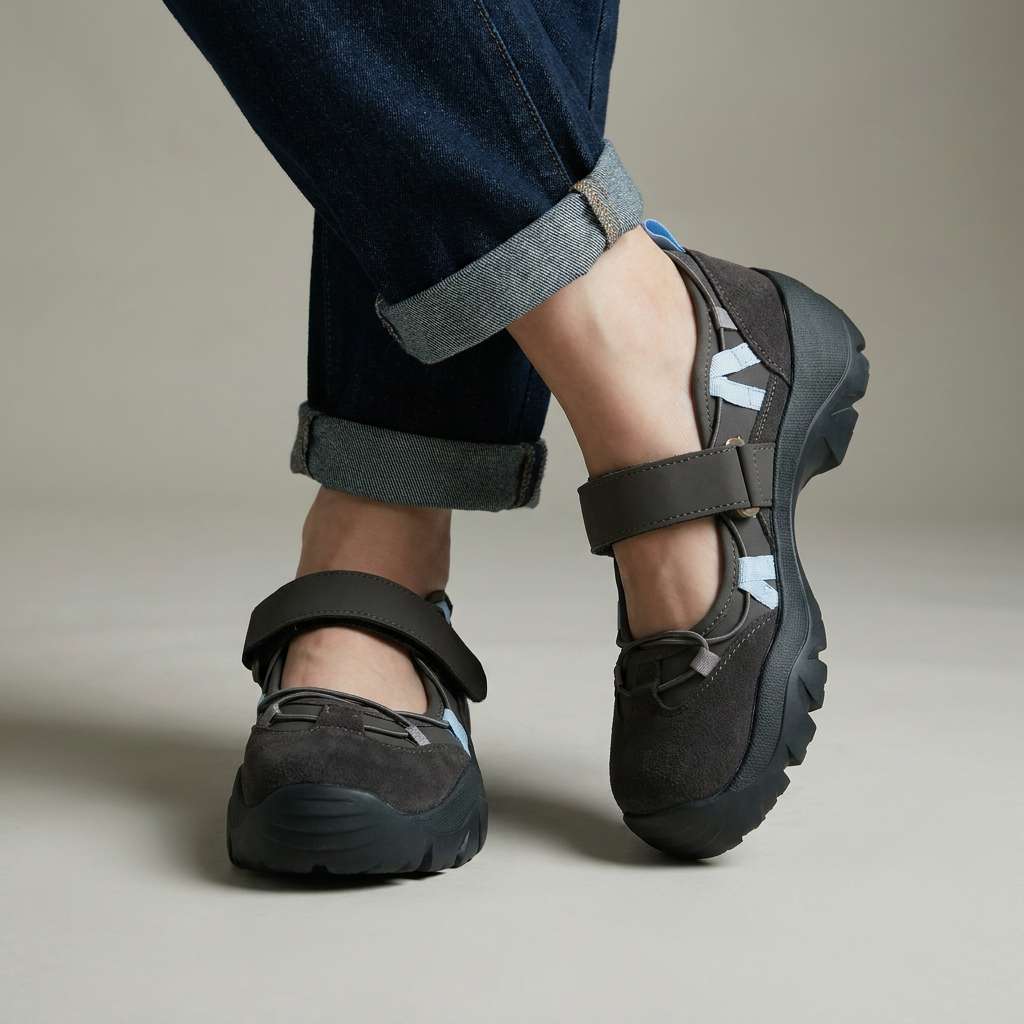 Comfortabele damesslippers met klittenbandbandje | Lichte instapschoenen