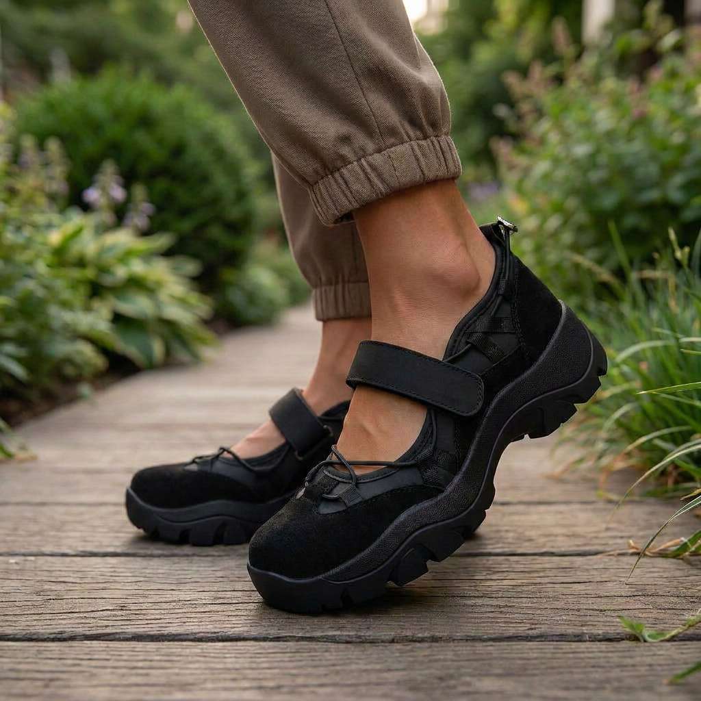 Comfortabele damesslippers met klittenbandbandje | Lichte instapschoenen