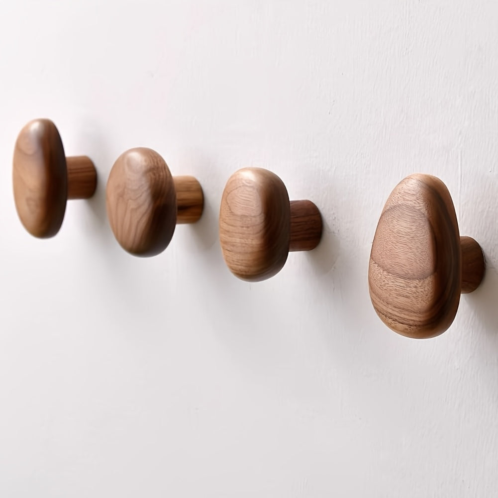 Set Ronde Houten Wandhaken voor Jassen, Wandmontage
