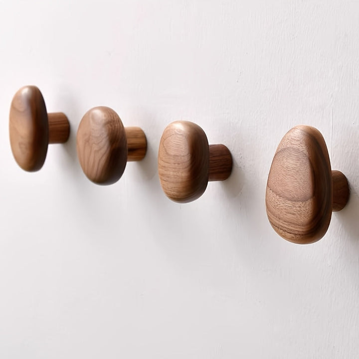 Set Ronde Houten Wandhaken voor Jassen, Wandmontage
