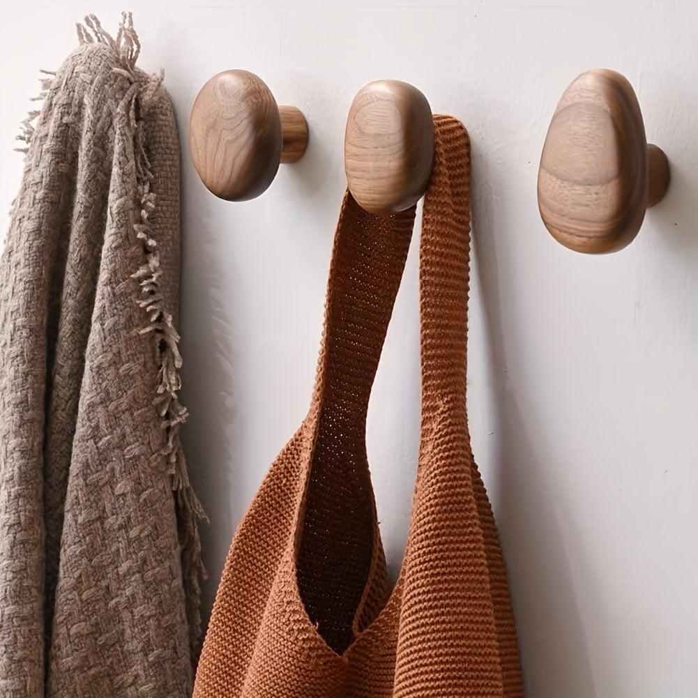 Set Ronde Houten Wandhaken voor Jassen, Wandmontage