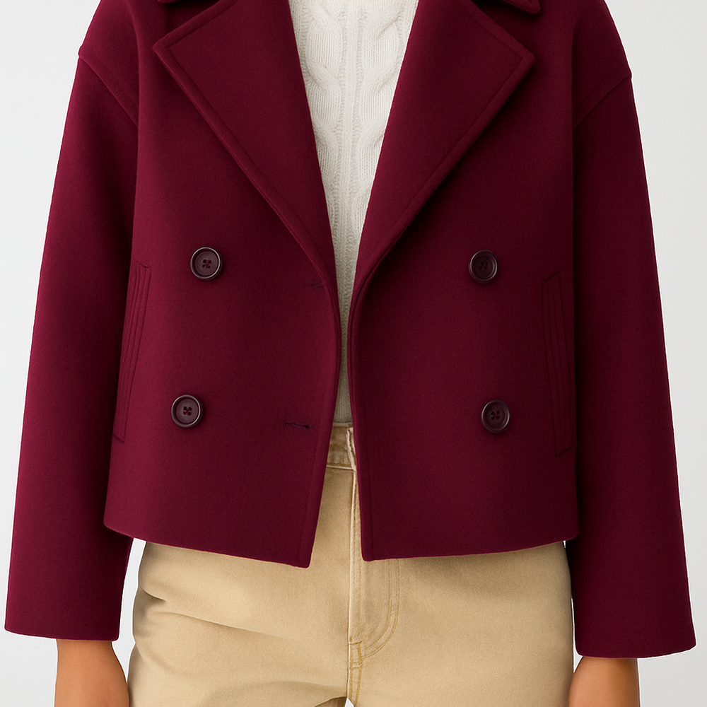 
                  
                    Revalie – Chique Cropped Jas met Dubbele Knoopsluiting - SkinzLine
                  
                