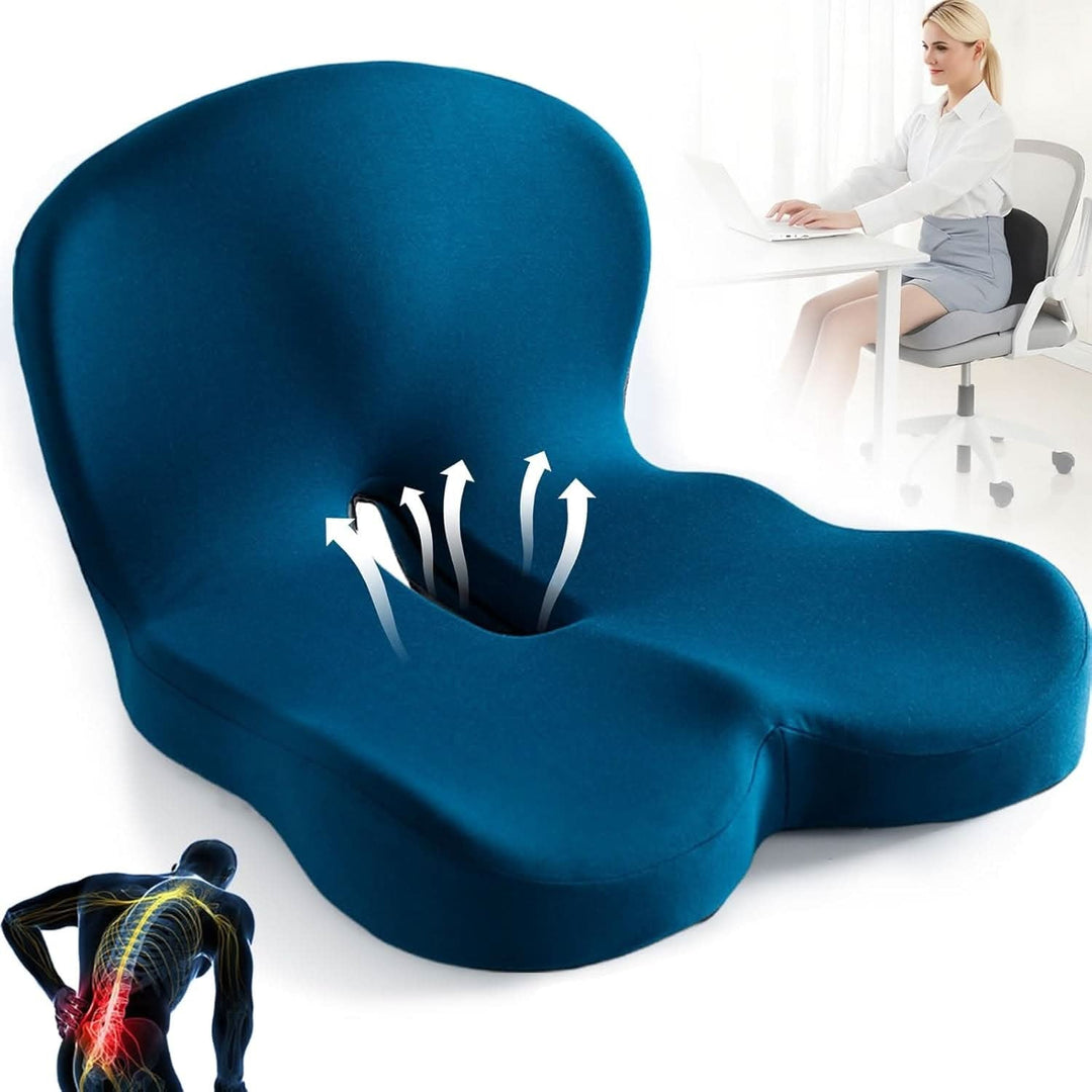 Traagschuim zitkussen bureaustoel ergonomisch gevormd lendensteun antislip