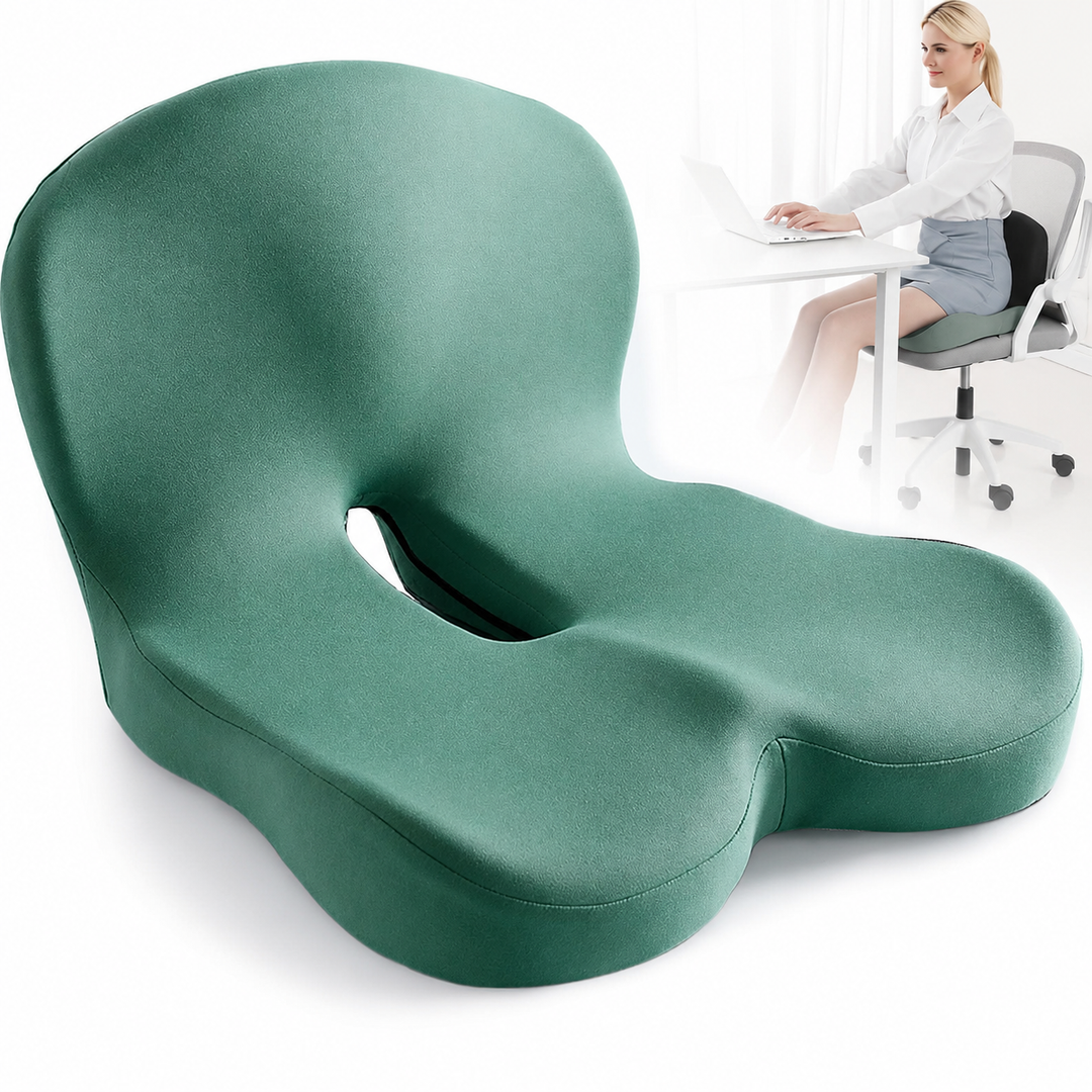 Traagschuim zitkussen bureaustoel ergonomisch gevormd lendensteun antislip