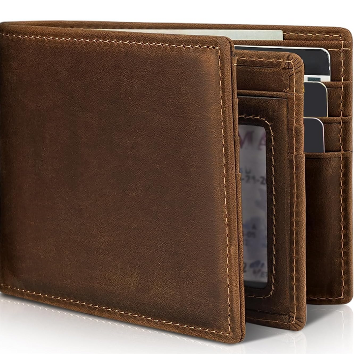 Bifold-portemonnee voor heren van echt leer met RFID-bescherming