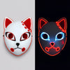 Halloween LED vos kitsune masker met oplichtend Japans demonenontwerp voor cosplay feest kostuum