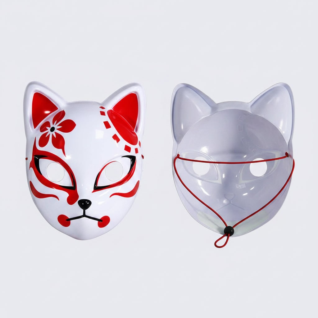 Halloween LED vos kitsune masker met oplichtend Japans demonenontwerp voor cosplay feest kostuum