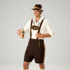 Heren Halloween Oktoberfest kostuum outfit met lederhosen dirndl bretels en veterkorset