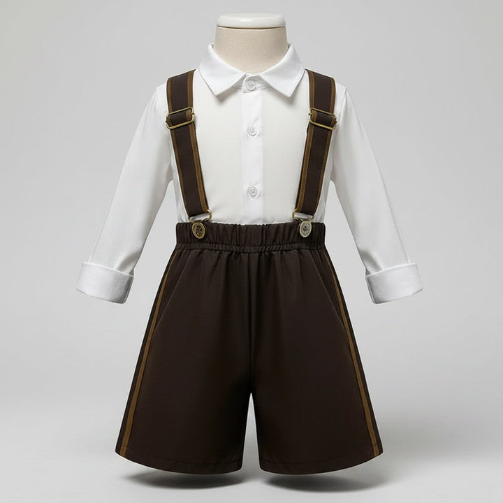 Heren Halloween Oktoberfest kostuum outfit met lederhosen dirndl bretels en veterkorset