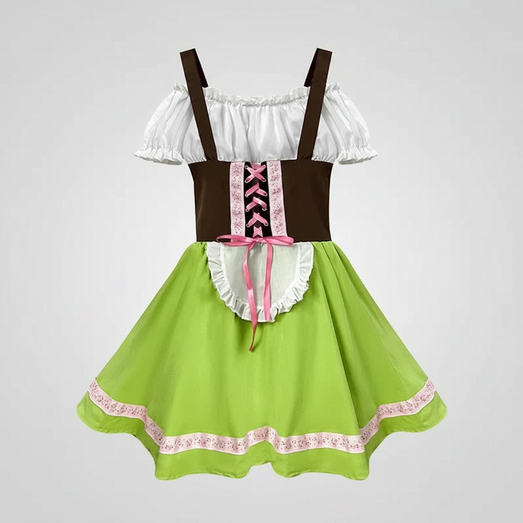 Heren Halloween Oktoberfest kostuum outfit met lederhosen dirndl bretels en veterkorset