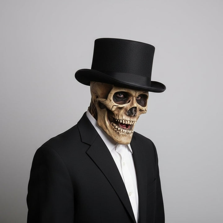 Halloween schedel skeletmasker voor heren met blootliggende hersenen en ribbenkast latex volledig hoofd creepy kostuum