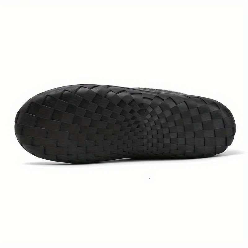 Herenpantoffels moccasin instap fleece rubberen zool suède warm