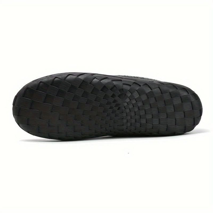 Herenpantoffels moccasin instap fleece rubberen zool suède warm