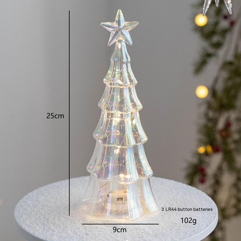 Voorverlichte glazen kerstboom voor op tafel met ledverlichting en sterpiek