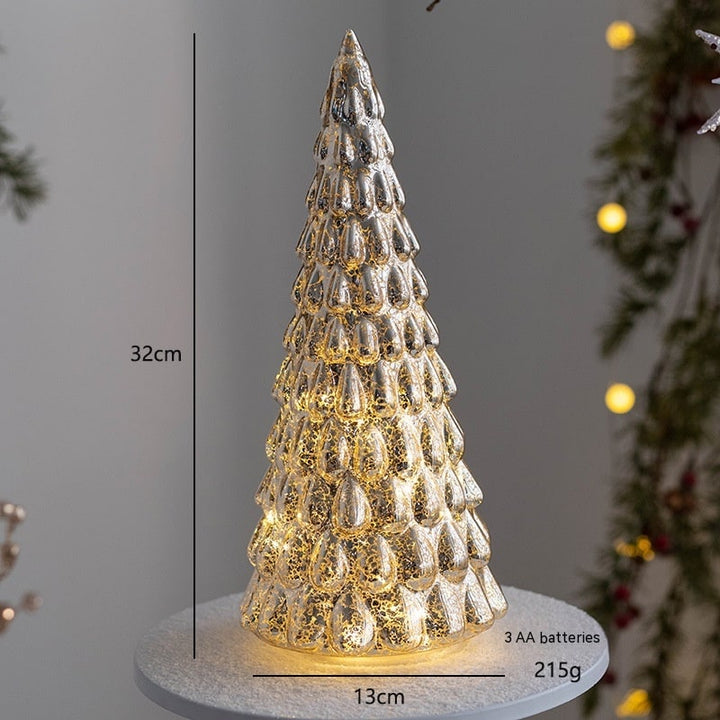Voorverlichte glazen kerstboom voor op tafel met ledverlichting en sterpiek