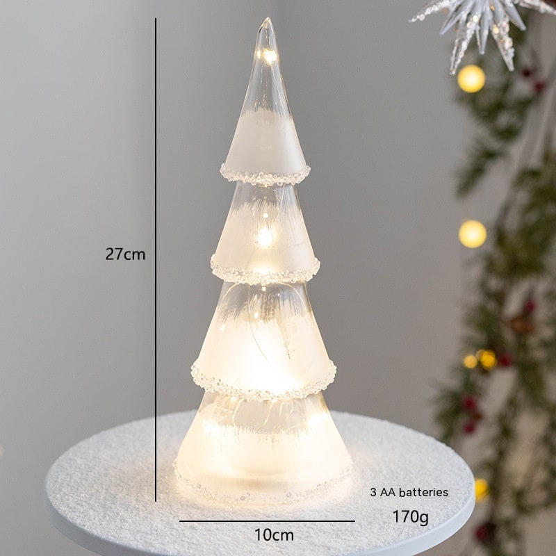 Voorverlichte glazen kerstboom voor op tafel met ledverlichting en sterpiek