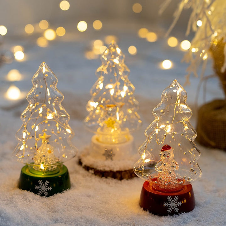 Voorverlichte glazen kerstboom voor op tafel met ledverlichting en sterpiek