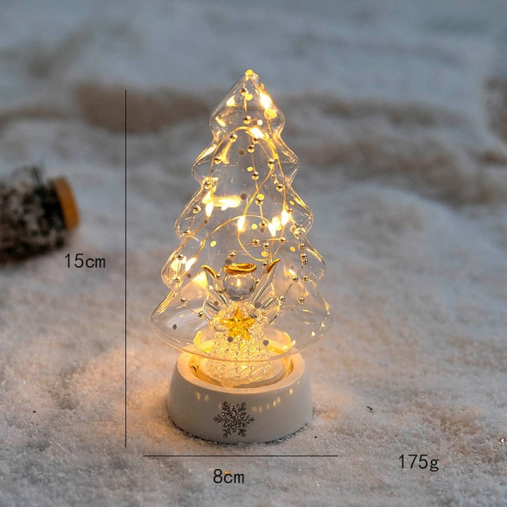 Voorverlichte glazen kerstboom voor op tafel met ledverlichting en sterpiek